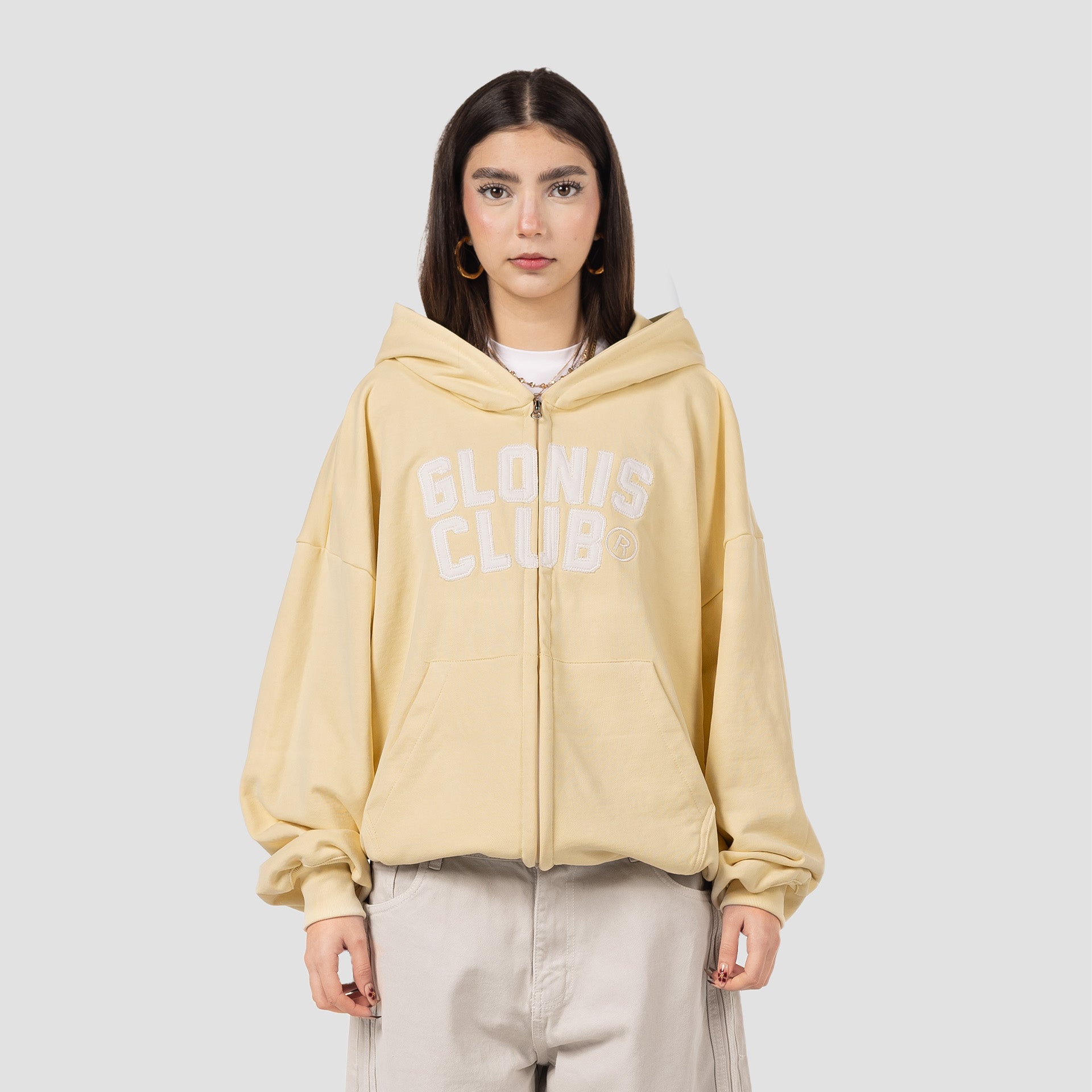 GLONIS CLUB YELLOW ZIP UP HOODIE – Glonis