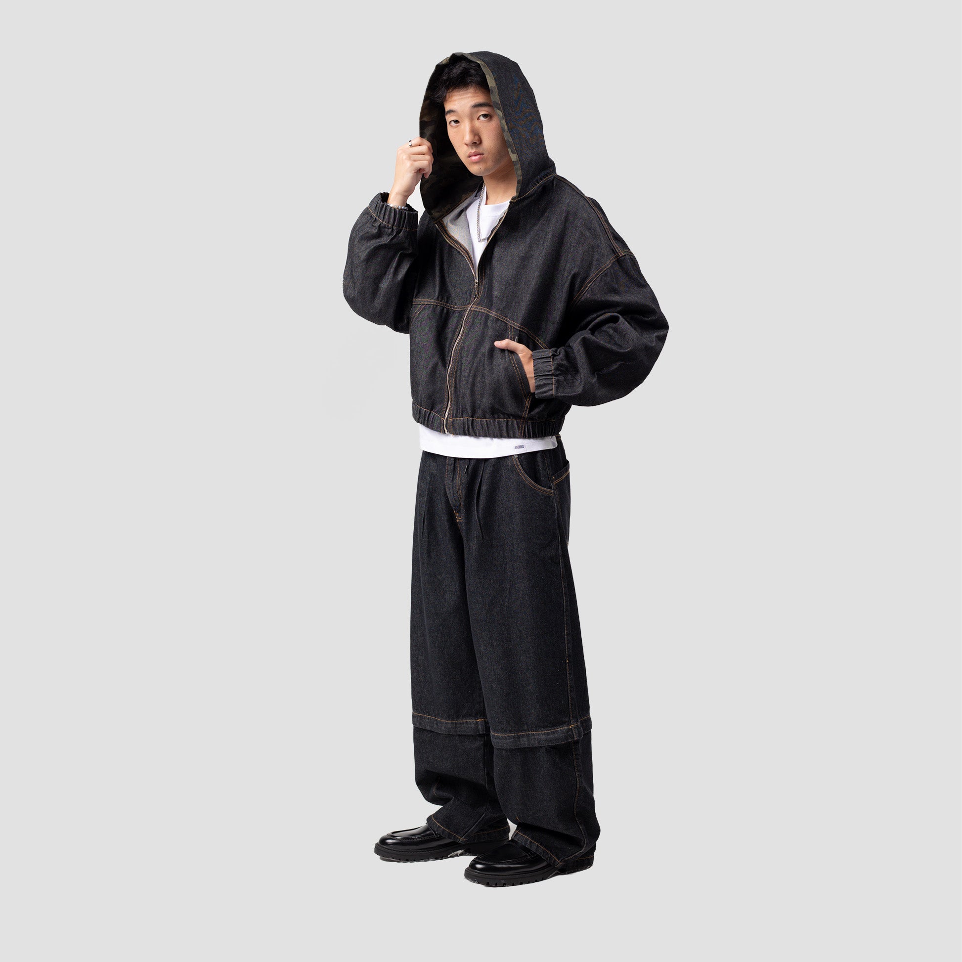 CAMO GHOST ZIP-UP DENIM JACKET