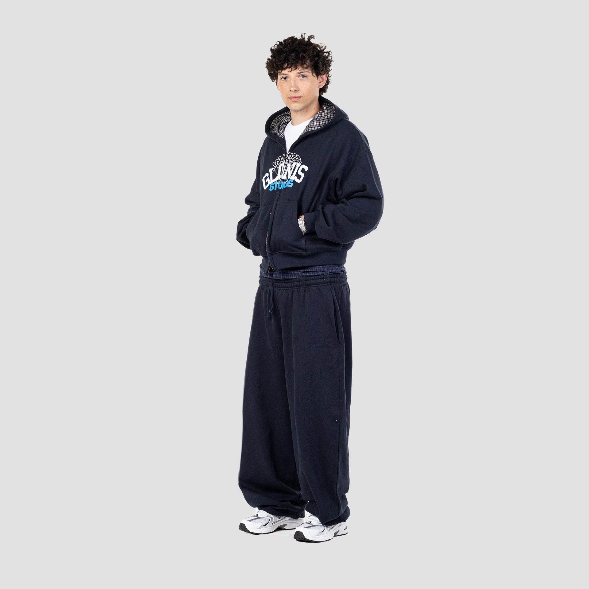 OCEAN PLAID ZIP UP HOODIE