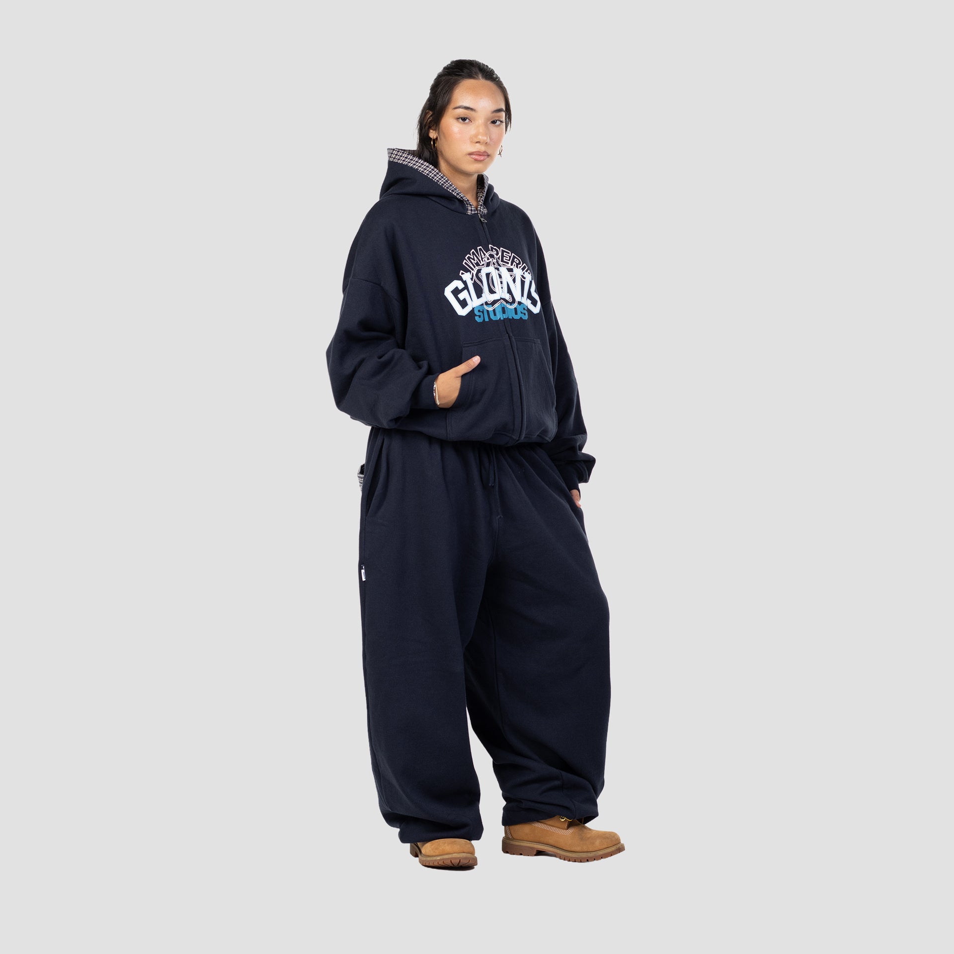 OCEAN PLAID ZIP UP HOODIE