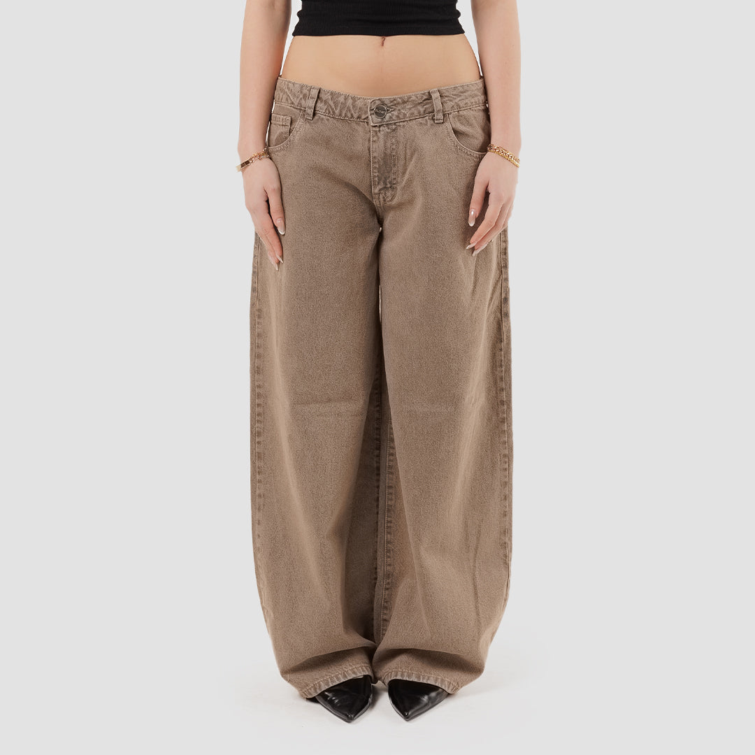 WASHED COFFEE LOW RISE PANTS