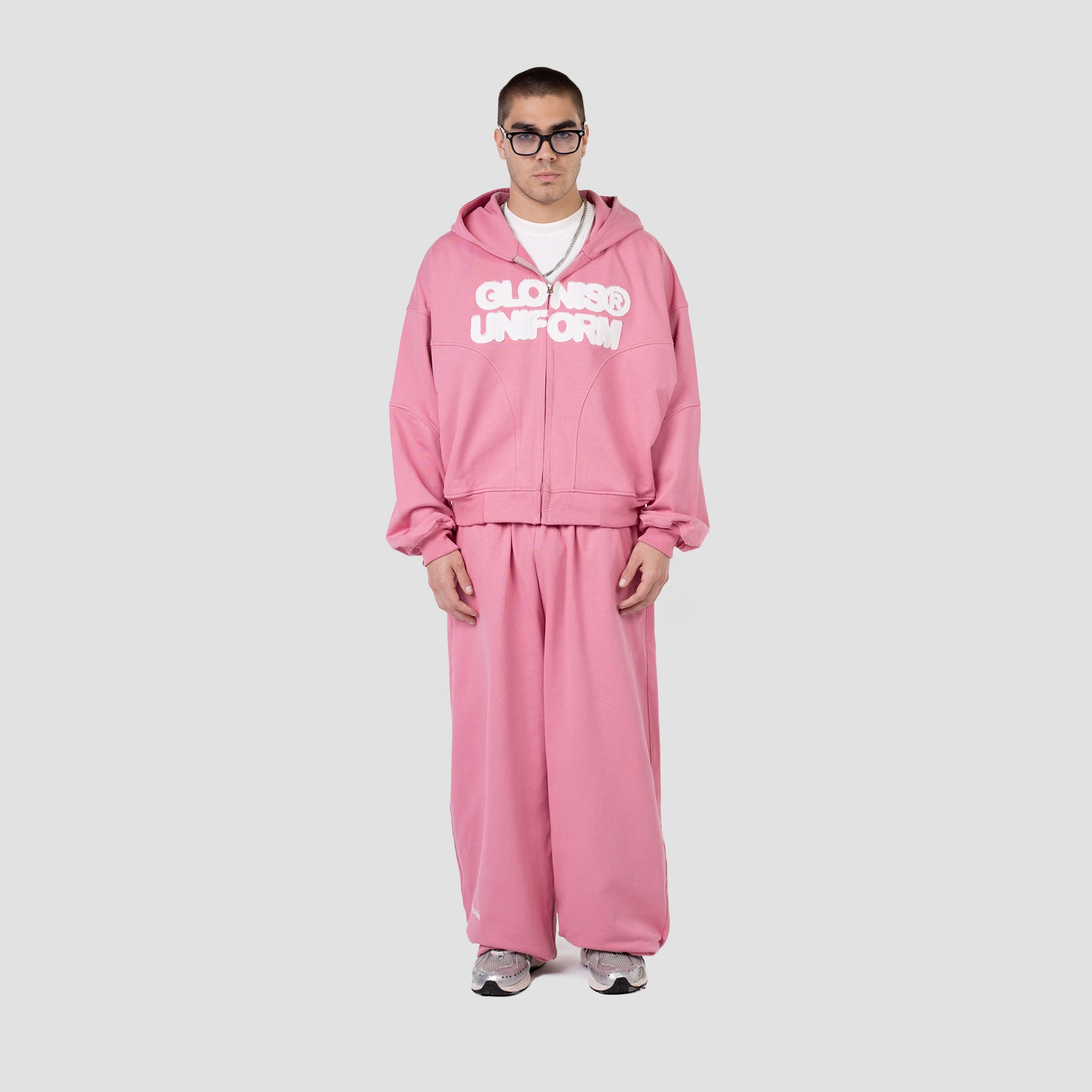 PINK UNIFORM ZIP UP HOODIE