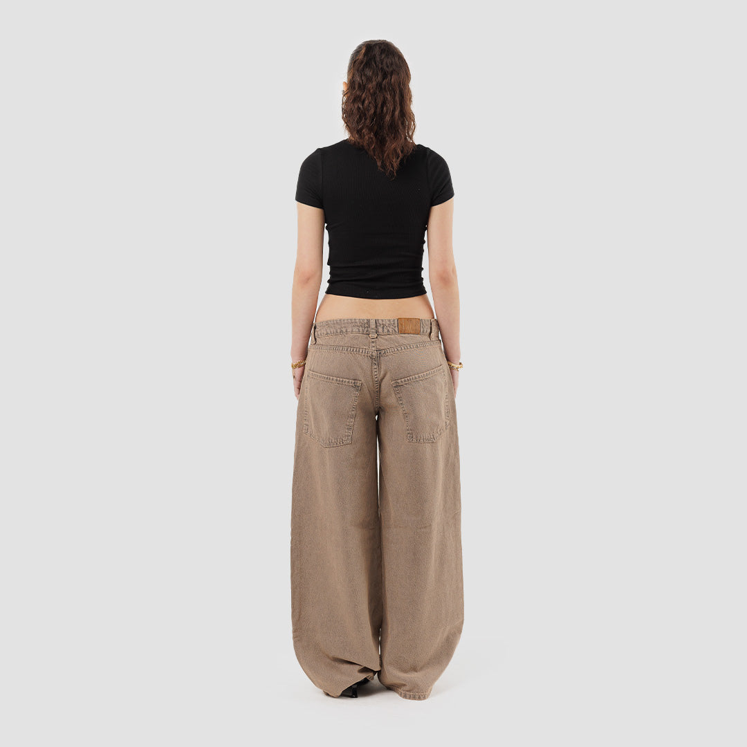 WASHED COFFEE LOW RISE PANTS