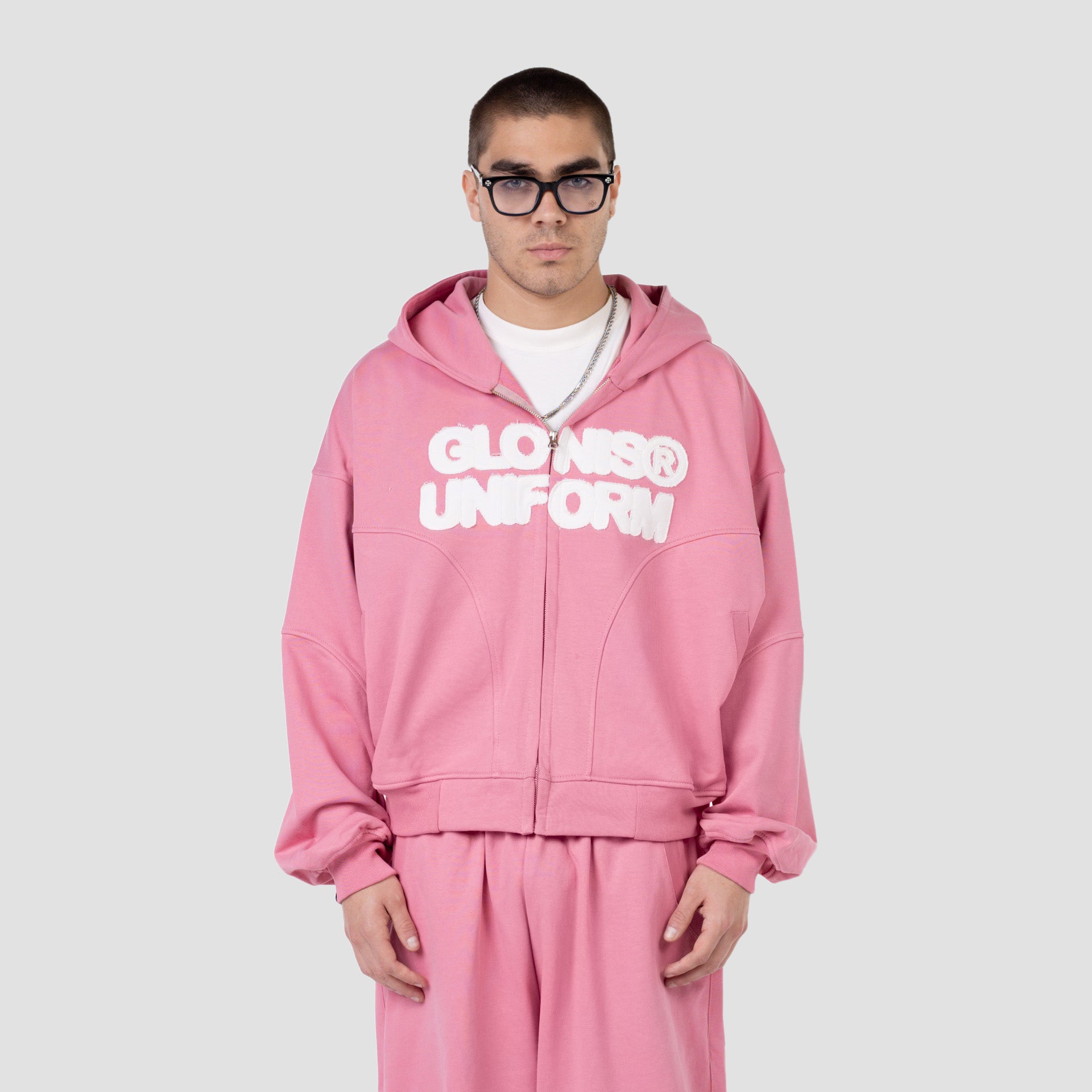PINK UNIFORM ZIP UP HOODIE