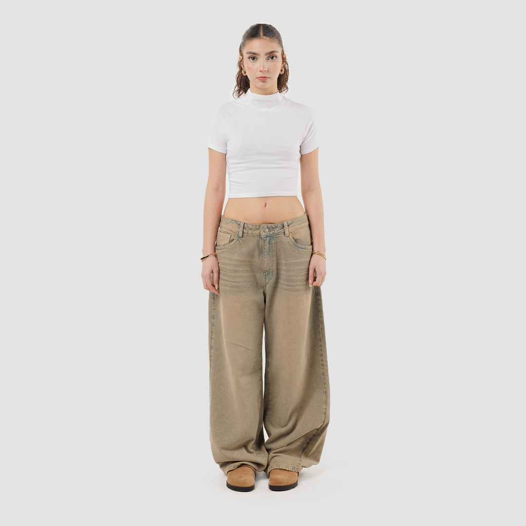 FADED EFFECT BAGGY JEANS