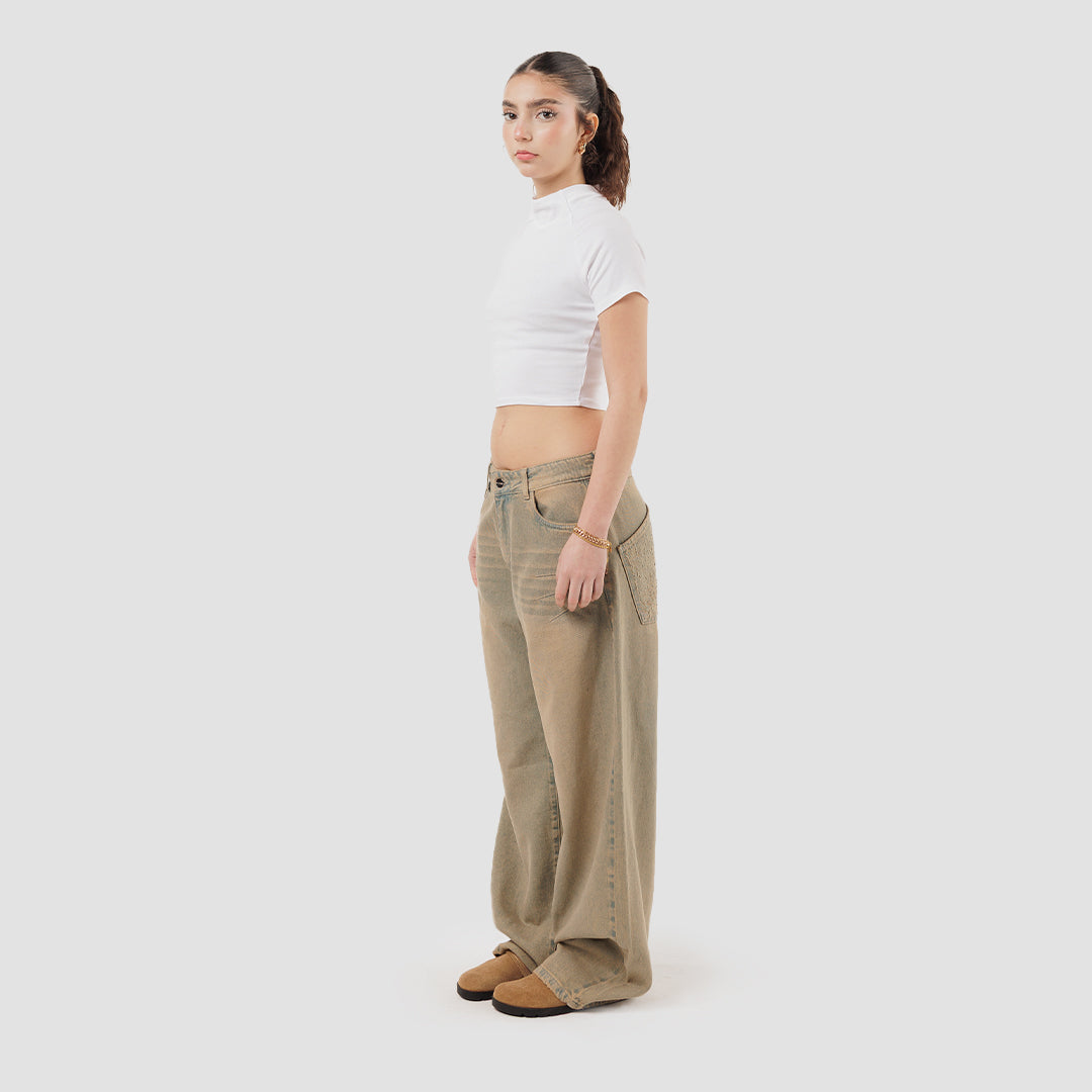 FADED EFFECT BAGGY JEANS