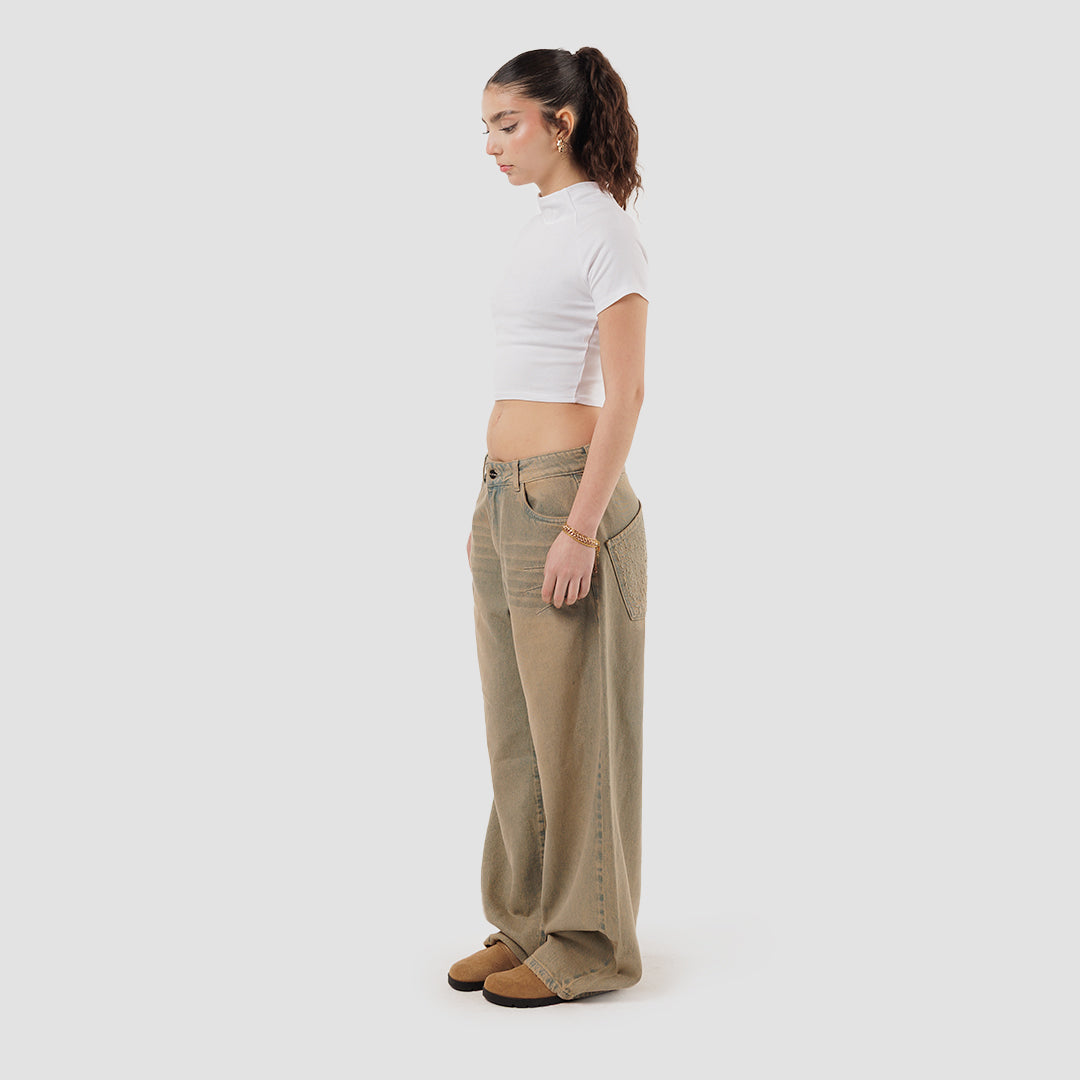 FADED EFFECT BAGGY JEANS