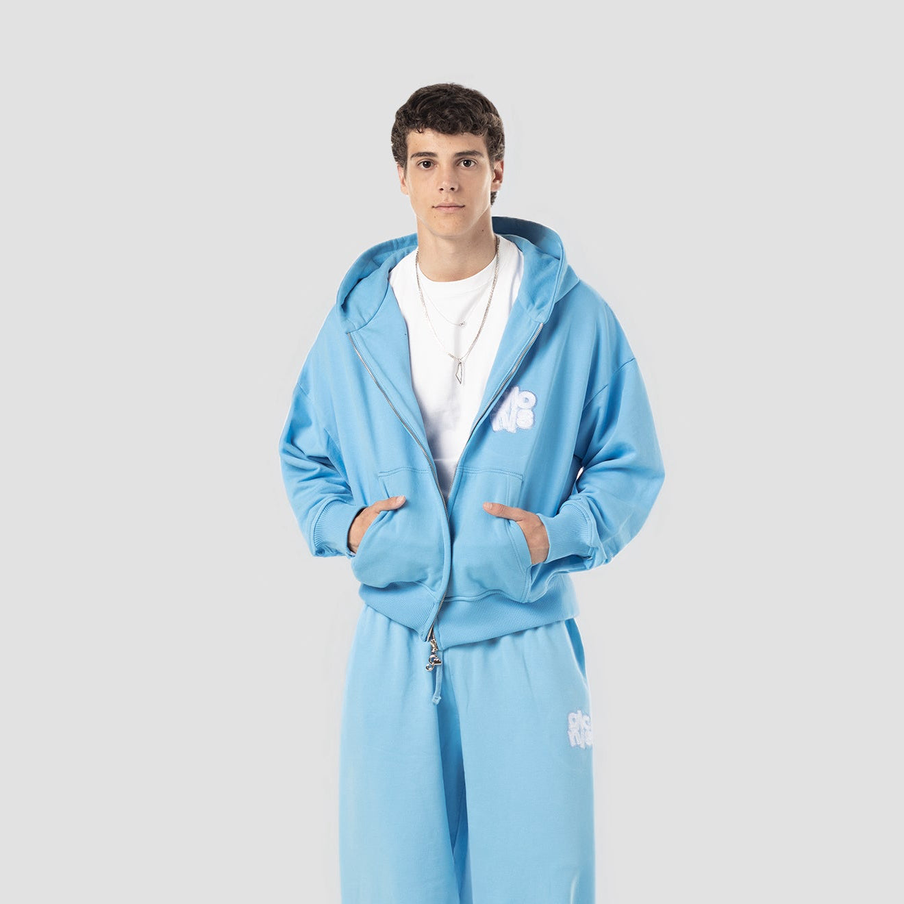 ICE BLUE ZIP UP HOODIE