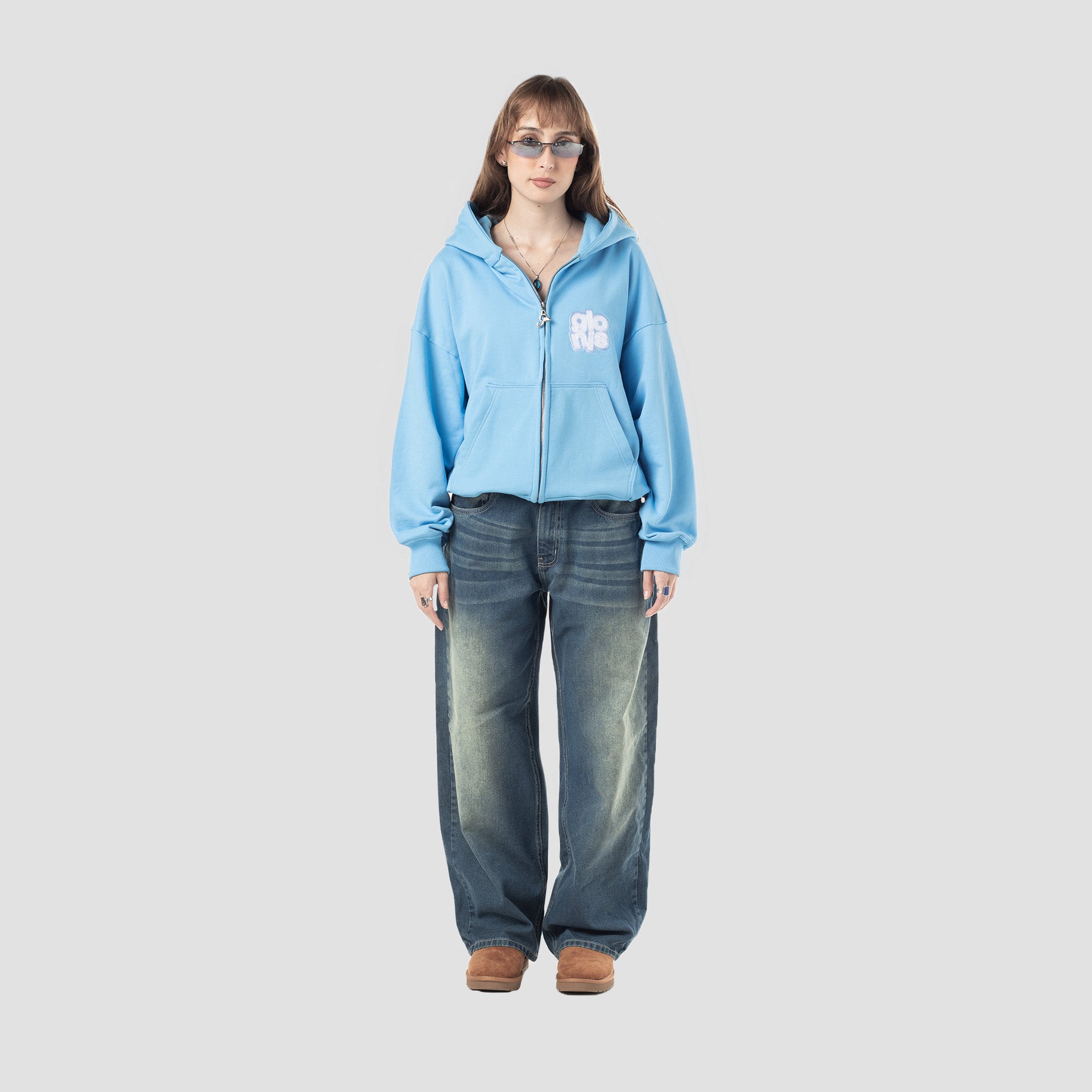 ICE BLUE ZIP UP HOODIE