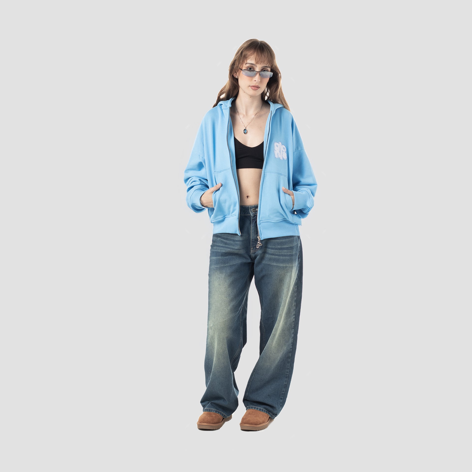 ICE BLUE ZIP UP HOODIE